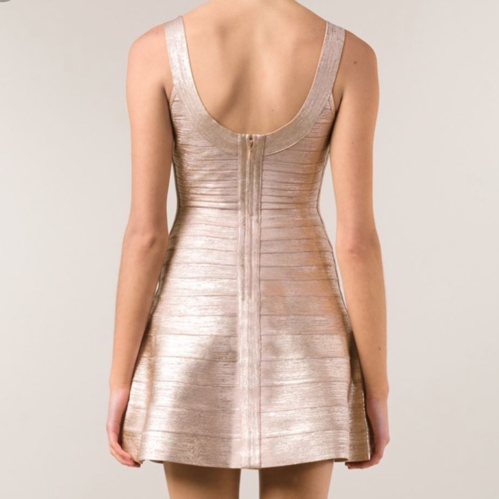 New Herve leger Eva dress in rose gold combo NWT l - Picture 2 of 8